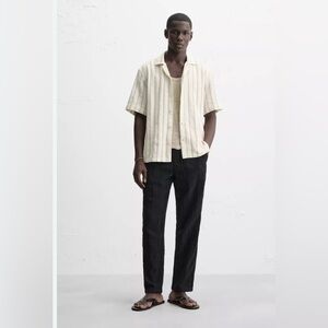 Zara Textured Stripe Shirt (Size: Medium)